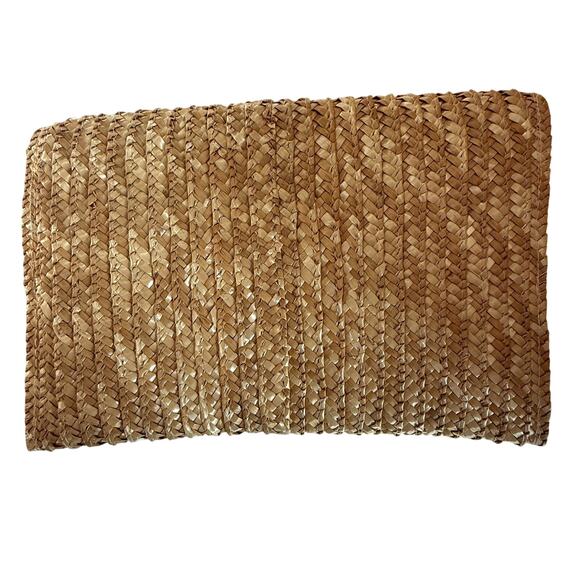 SHIRALEAH Chicago Straw Envelope Clutch Woven Pompom Trim Boho Resort Summer Bag - Picture 4 of 5
